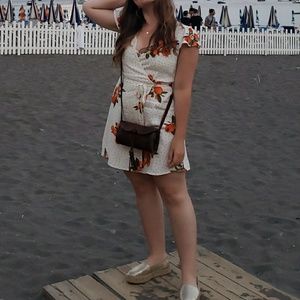 Forever 21 Orange Print Wrap Dress